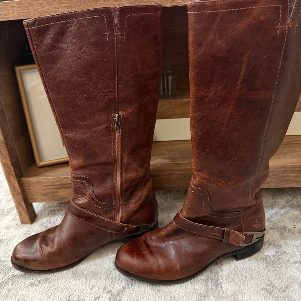 UGG Women's Chestnut Leather Heeled Boots